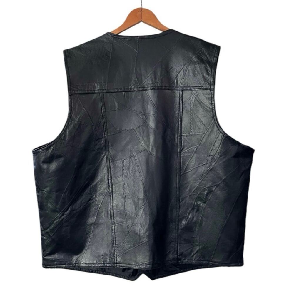Genuine Leather Navarre Leather Company Men's Black MotoY2K Rocker Vest SZ 2X - Picture 3 of 7